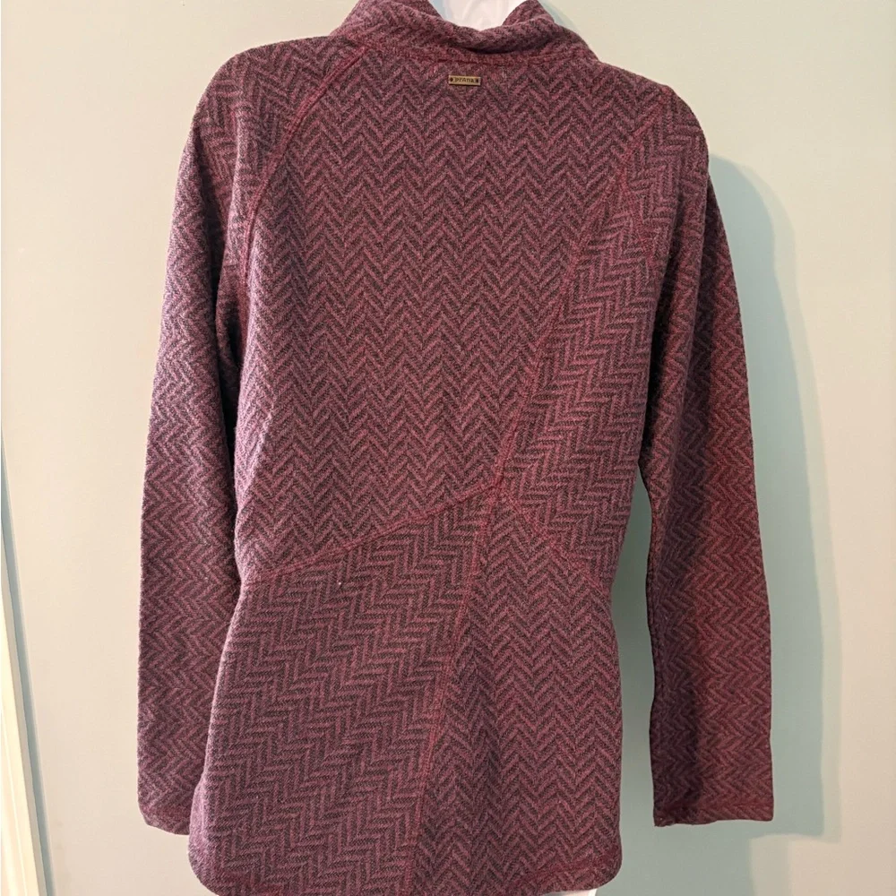 Prana Women's Cowl Neck Sweater - Burgundy and Pink